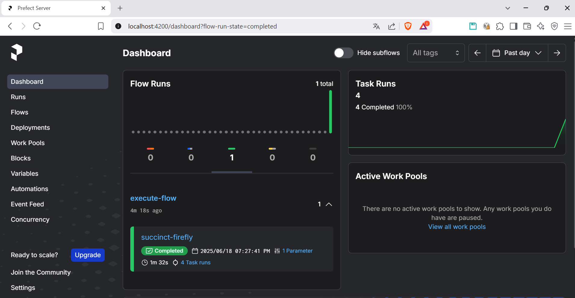 Dashboard de Prefect